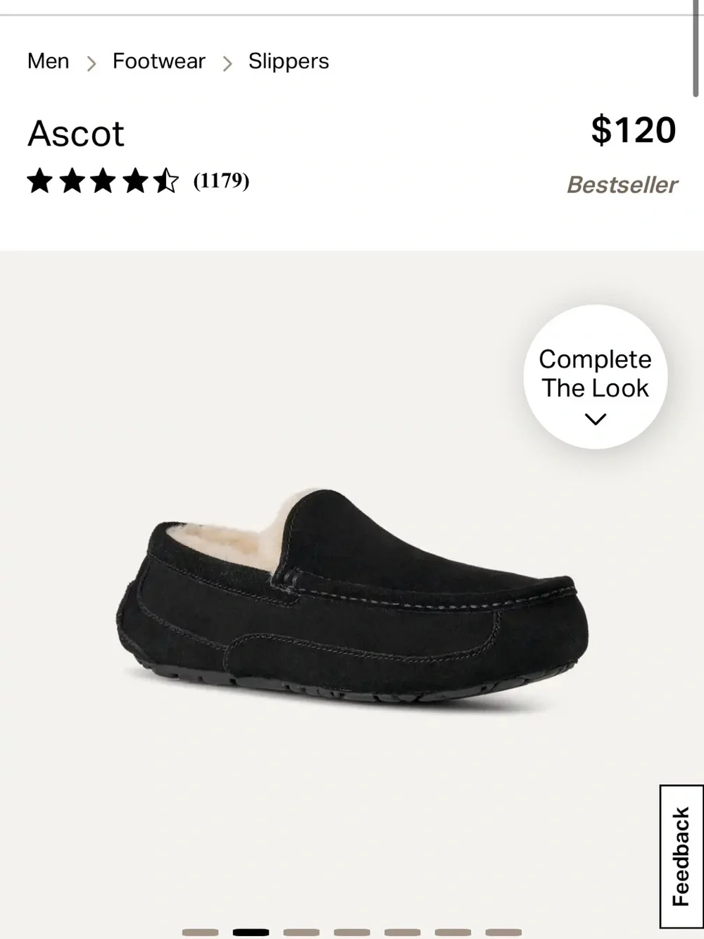 UGG Men's Black Suede Shearling-Lined Ascot Slippers